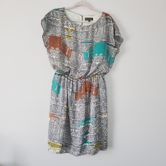 Luxology Dress Small Cinched Waist Paisley - Picture 2 of 14